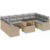 Image de vidaXL Ensemble de canapé de jardin avec coussins 10 pcs Beige Poly Rattan