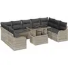 Image de vidaXL Ensemble de canapé de jardin avec coussins 10 pcs gris clair Poly rotin