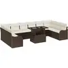 Image de vidaXL Ensemble de canapé de jardin avec coussins 11 pcs brun poly rotin