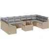 Image de vidaXL Ensemble de canapé de jardin avec coussins 11 pcs Beige Poly Rattan