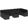 Image de vidaXL Ensemble de canapé de jardin avec coussins 11 pcs noir Poly rotin