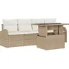 Image de vidaXL Ensemble de canapés de jardin avec coussins 5 pièces Beige Poly-rotin