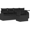 Image de vidaXL Ensemble de canapé de jardin avec coussins 5 pcs noir poly rotin