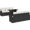 Image de vidaXL Ensemble de canapé de jardin avec coussins 7 pcs noir poly rotin