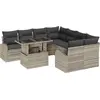 Image de Ensemble de canapés de jardin vidaXL avec rangement, 9 pièces, gris clair, en polyrotin