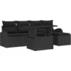 Image de vidaXL Ensemble de canapé de jardin avec coussins 6 pcs noir poly rotin