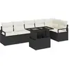 Image de vidaXL Ensemble de canapé de jardin avec coussins 7 pcs noir poly rotin