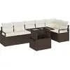 Image de vidaXL Ensemble de canapé de jardin avec coussins 7 pcs brun poly rotin