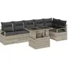Image de Ensemble de canapés de jardin vidaXL avec rangement, 7 pièces, gris clair, en polyrotin