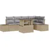 Image de Ensemble de canapés de jardin vidaXL, 6 pièces, beige, en polyrotin