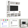 Image de The Living Store Meuble TV 7 pièces avec lampes LED blanc
