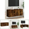 Image de The Living Store Armoire TV murale en chêne fumé 100x30x41 cm