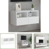 Image de The Living Store Meuble TV mural blanc 60x30x30 cm en bois composite
