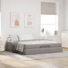 Image de vidaXL Lit avec matelas, 2 pièces, tissu taupe
