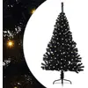 Image de vidaXL Sapin de Noël artificiel pré-éclairé noir 150 cm PVC