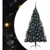 Image de vidaXL Sapin de Noël artificiel pré-éclairé noir 180 cm PVC