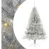 Image de vidaXL Sapin de Noël artificiel pré-éclairé Argent 120 cm PET