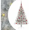 Image de vidaXL Sapin de Noël artificiel pré-éclairé Argent 120 cm PET