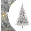 Image de vidaXL Sapin de Noël artificiel pré-éclairé Argent 120 cm PET