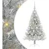 Image de vidaXL Sapin de Noël artificiel pré-éclairé Argent 120 cm PET