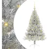 Image de vidaXL Sapin de Noël artificiel pré-éclairé Argent 120 cm PET
