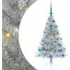 Image de vidaXL Sapin de Noël artificiel pré-éclairé Argent 120 cm PET