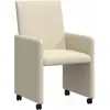 Image de vidaXL Chaises de salle à manger à roulettes, lot de 2, couleur crème, 57 x 66 x 94 cm