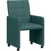 Image de vidaXL : 2 chaises de salle à manger avec roulettes, revêtues en tissu vert foncé