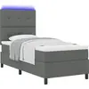 Image de vidaXL Lit boxspring avec matelas et éclairage LED Gris foncé 90 x 190 cm Tissu