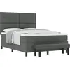 Image de Lit boxspring vidaXL avec coussins, gris foncé, 140 x 190 cm, tissu