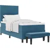 Image de Lit boxspring vidaXL avec tête de lit, bleu foncé, 200 x 90 cm, velours