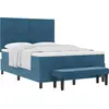 Image de Lit boxspring vidaXL avec tête de lit, bleu foncé, 200 x 160 cm, velours