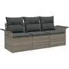Image de vidaXL Ensemble de canapé de jardin avec coussins avec mémoire 3 pcs Gris Poly Rattan