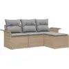 Image de vidaXL Ensemble de canapé de jardin avec coussins avec mémoire 4 pcs Beige Poly Rattan