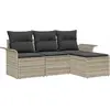 Image de vidaXL Ensemble de canapé de jardin avec coussins 4 pcs gris clair Poly rotin
