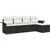 Image de vidaXL Ensemble de canapé de jardin avec coussins 5 pcs noir poly rotin