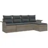 Image de vidaXL Ensemble de canapé de jardin avec coussins avec mémoire 5 pcs Gris Poly-Rotin