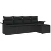 Image de vidaXL Ensemble de canapé de jardin avec coussins 5 pcs noir poly rotin