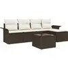Image de Ensemble de canapés de jardin vidaXL avec coussins et rangement, 6 pièces, en polyrotin marron