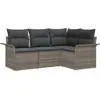 Image de vidaXL Ensemble de canapé de jardin avec mémoire 4 pcs Gris Poly-Rotin