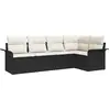 Image de vidaXL Ensemble canapé de jardin avec mémoire 5 pcs noir poly rotin