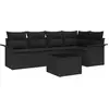 Image de vidaXL Ensemble de canapé de jardin avec coussins 6 pcs noir Poly rotin