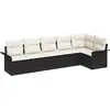 Image de vidaXL Ensemble de canapé de jardin avec coussins 6 pcs noir Poly rotin