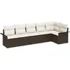 Image de vidaXL Ensemble de canapé de jardin avec coussins avec mémoire 6 pcs brun poly rotin