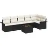Image de vidaXL Ensemble de canapé de jardin avec coussins 7 pcs noir poly rotin