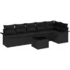 Image de vidaXL Ensemble de canapé de jardin avec coussins 7 pcs noir poly rotin