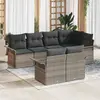 Image de vidaXL Ensemble de canapé de jardin avec coussins avec mémoire 7 pcs Gris Poly Rattan