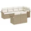 Image de vidaXL Ensemble de canapé de jardin avec coussins avec mémoire 7 pcs Beige Poly Rattan
