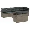 Image de vidaXL Ensemble de canapé de jardin avec mémoire 9 pcs Gris Poly-Rotin