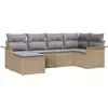 Image de Ensemble de canapés de jardin vidaXL avec rangement, 6 pièces, beige, en polyrotin